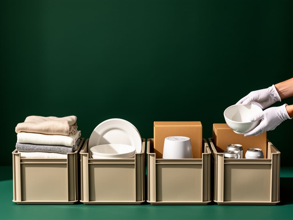 Sorted materials prepared for recycling and donation pathways